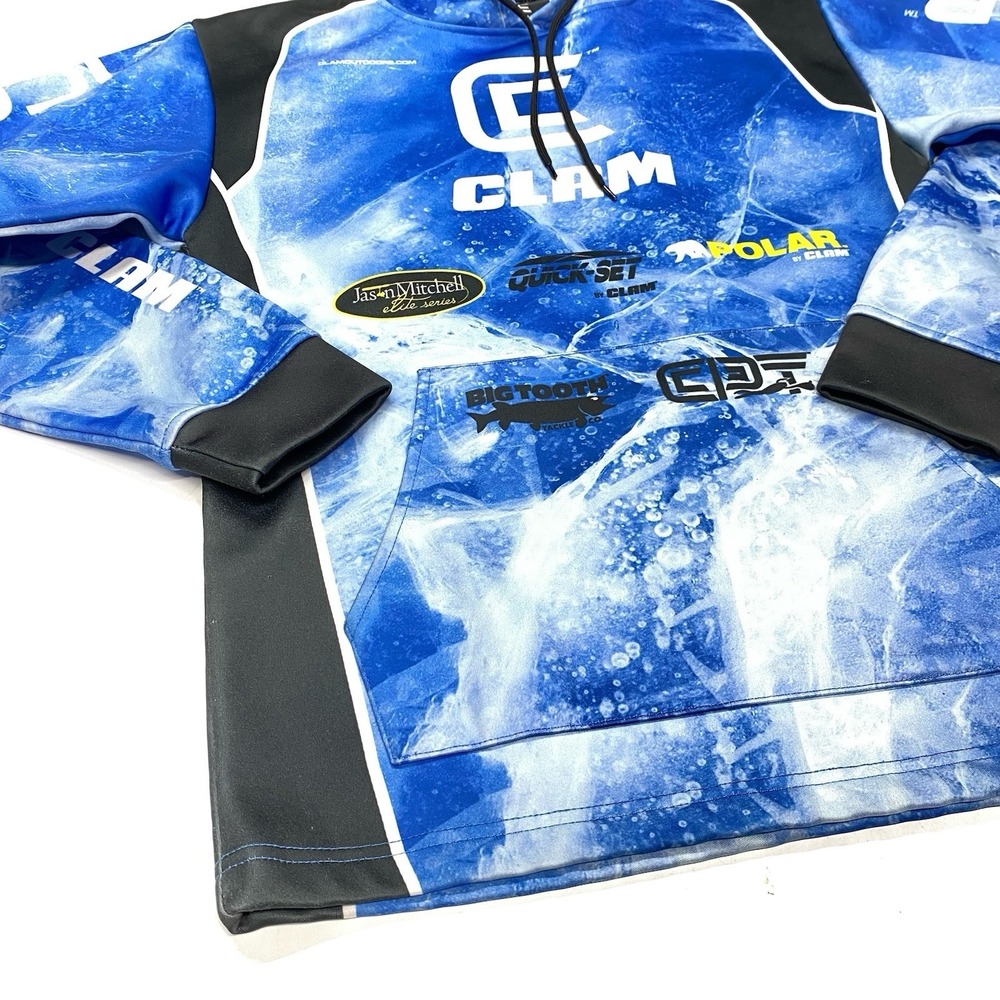 Clam Ice Armor Fishing Hoodie S Big Tooth Tackle Quick Set Polar Jason Mitchell - Picture 2 of 12
